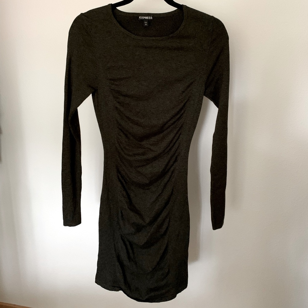 Express knee-length fitted dress, small, long sleeve